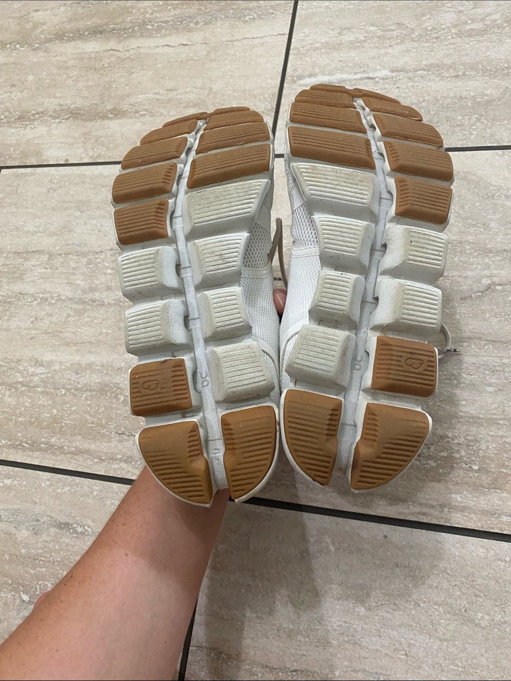 On Running Women's Athletic Shoes - White with Beige accents - Picture 7 of 11